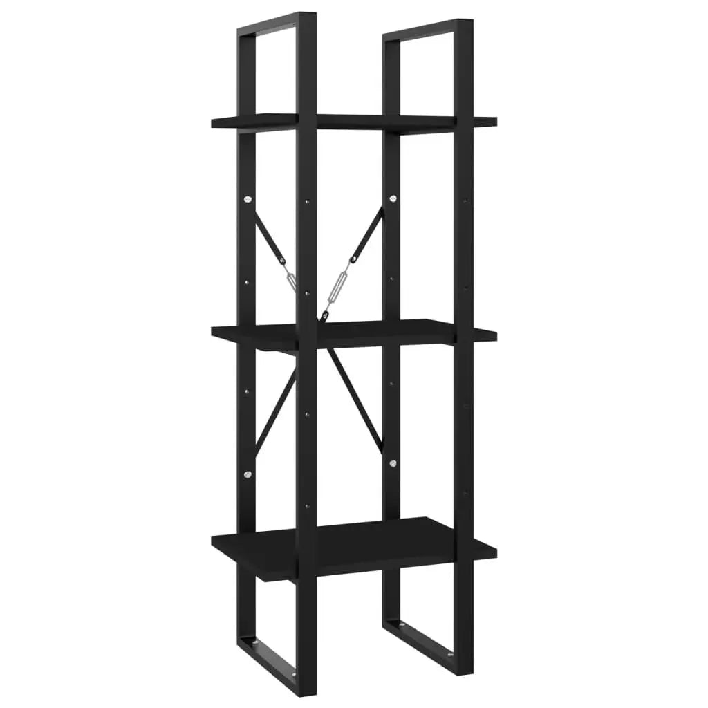 3-Tier Book Cabinet Black 15.7"x11.8"x41.3" Engineered Wood at Set Shop and Smile