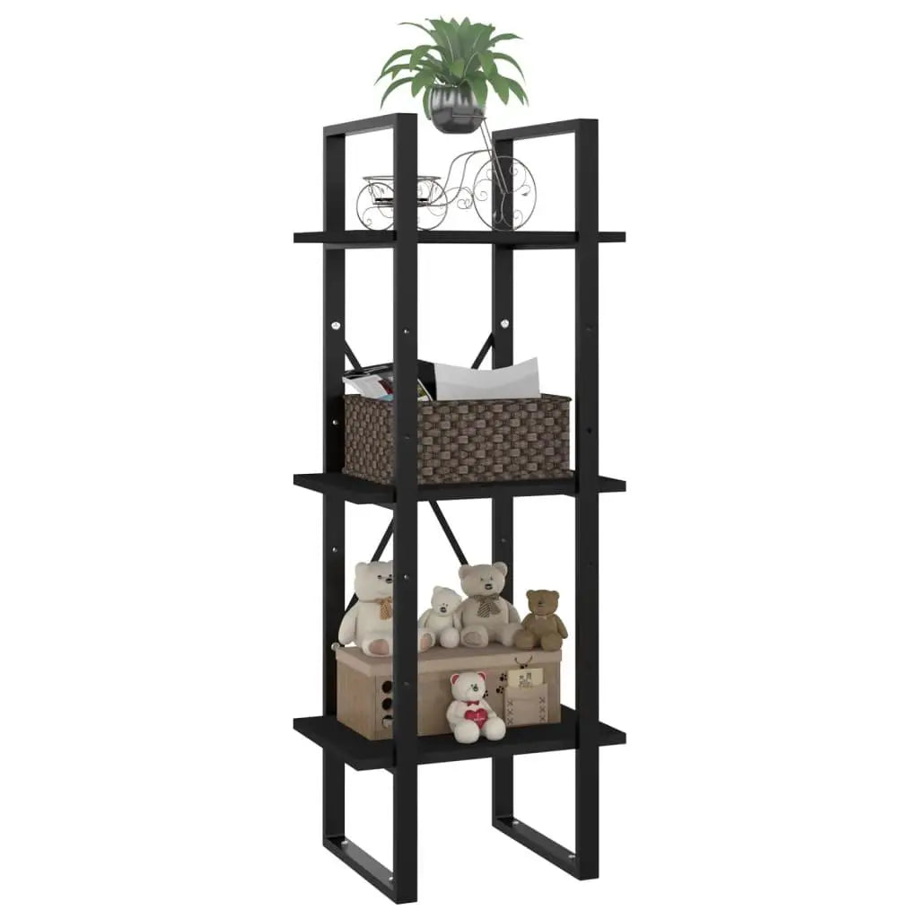 3-Tier Book Cabinet Black 15.7"x11.8"x41.3" Engineered Wood at Set Shop and Smile