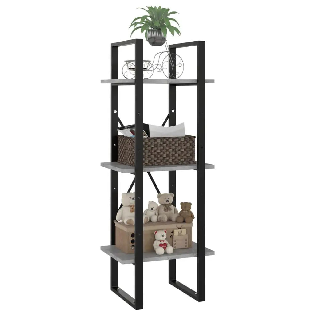 3-Tier Book Cabinet Concrete Gray 15.7"x11.8"x41.3" Engineered Wood at Set Shop and Smile