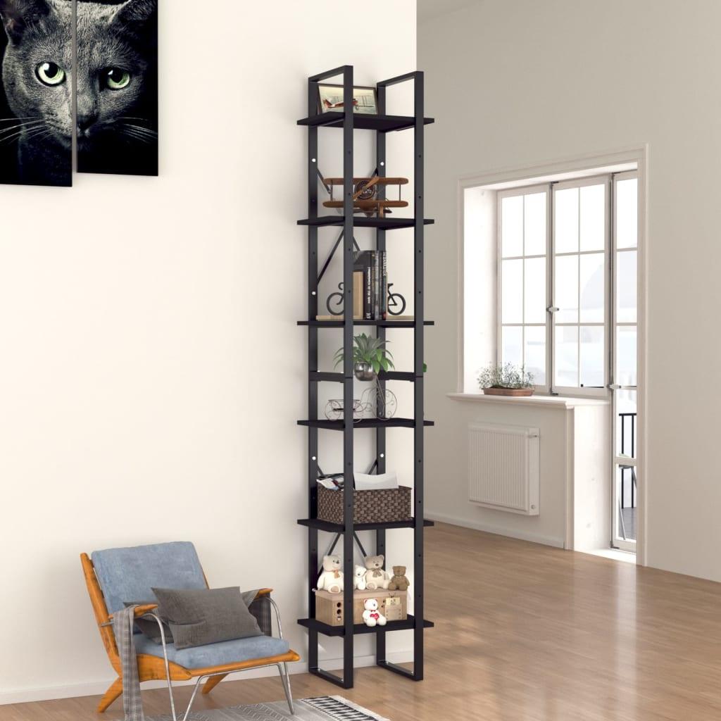 6-Tier Book Cabinet Black 15.7"x11.8"x82.7" Engineered Wood at Set Shop and Smile