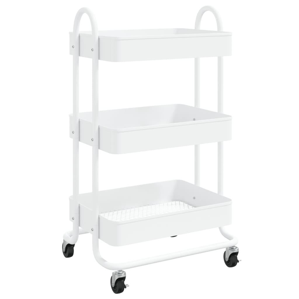 3-Tier Trolley White 16.9"x13.4"x31.1" Steel at Set Shop and Smile