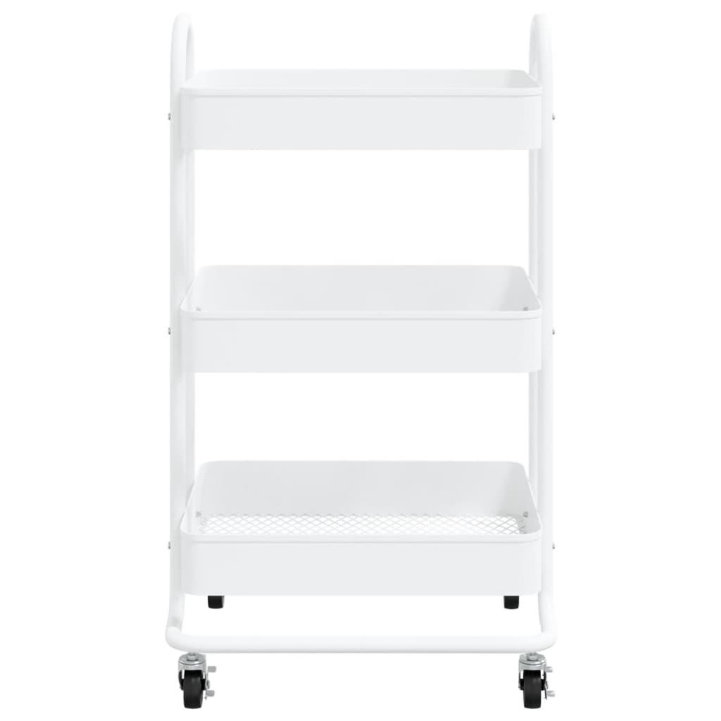 3-Tier Trolley White 16.9"x13.4"x31.1" Steel at Set Shop and Smile