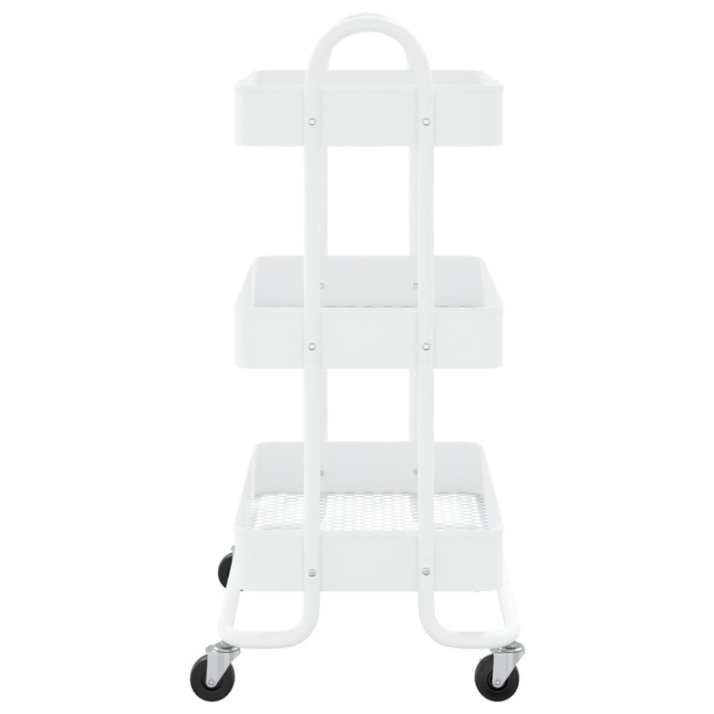 3-Tier Trolley White 16.9"x13.4"x31.1" Steel at Set Shop and Smile