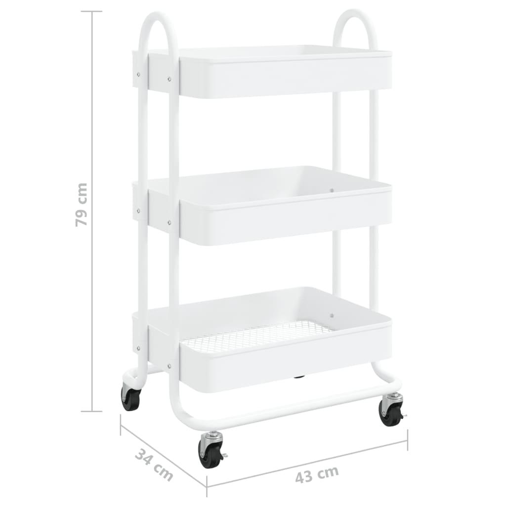 3-Tier Trolley White 16.9"x13.4"x31.1" Steel at Set Shop and Smile