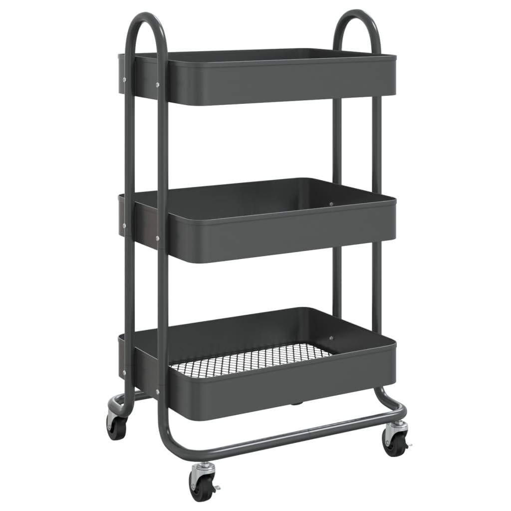 3-Tier Trolley Anthracite 16.9"x13.4"x31.1" Steel at Set Shop and Smile
