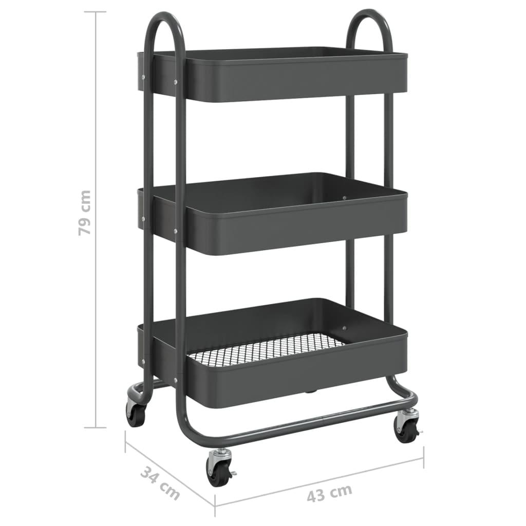3-Tier Trolley Anthracite 16.9"x13.4"x31.1" Steel at Set Shop and Smile