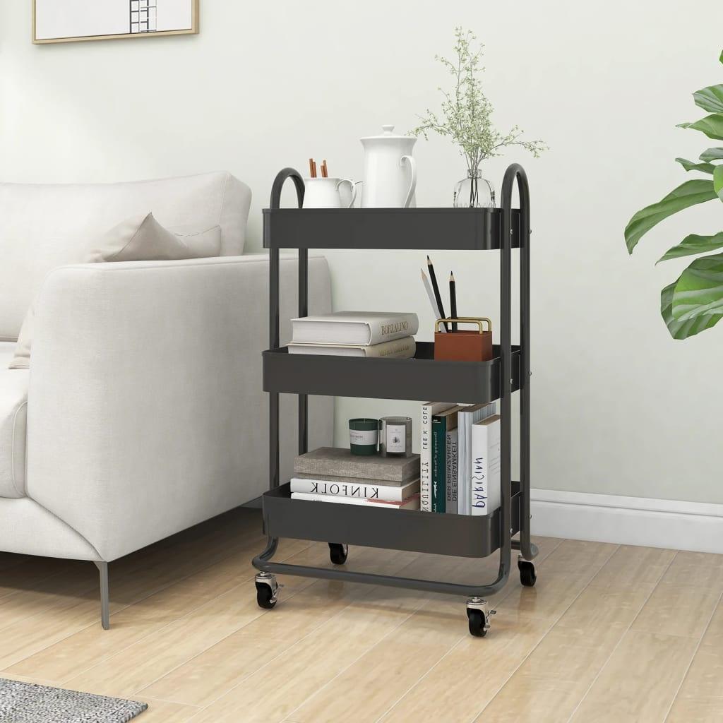 3-Tier Trolley Anthracite 16.9"x13.4"x31.1" Steel at Set Shop and Smile