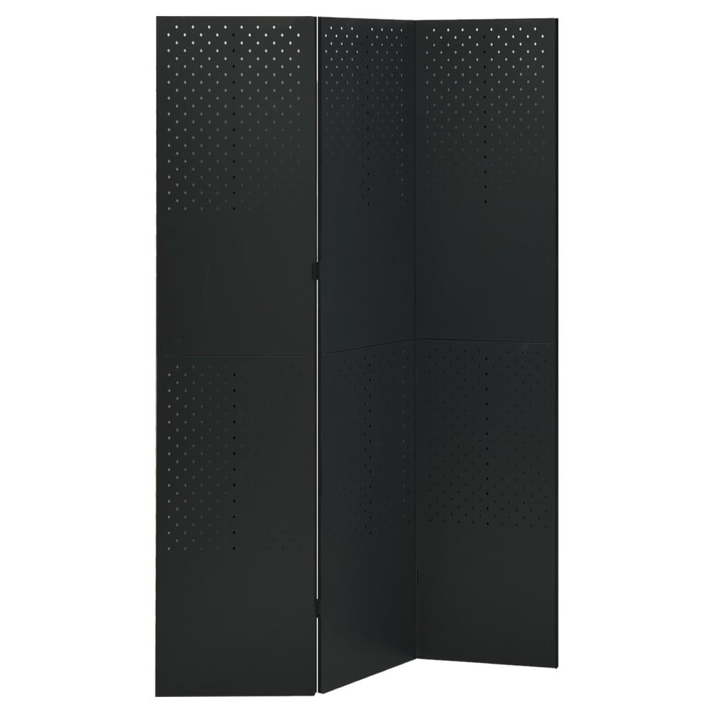 3-Panel Room Divider Black 47.2"x70.9" Steel at Set Shop and Smile