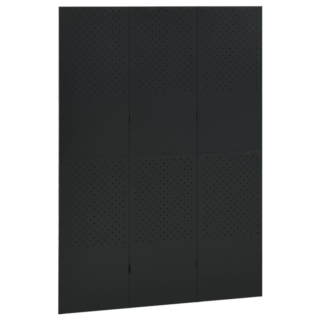 3-Panel Room Divider Black 47.2"x70.9" Steel at Set Shop and Smile