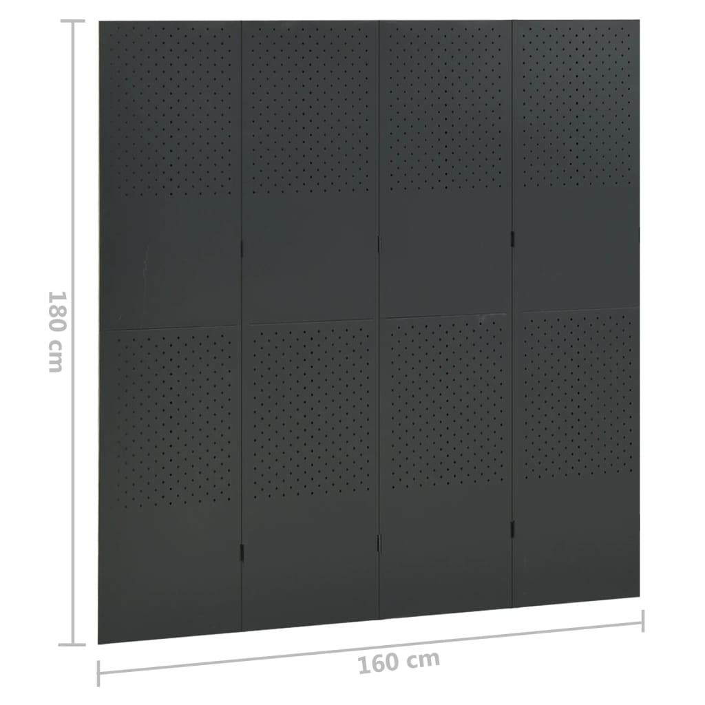 4-Panel Room Divider Anthracite 63"x70.9" Steel at Set Shop and Smile