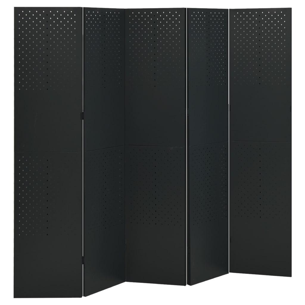 5-Panel Room Divider Black 78.7"x70.9" Steel at Set Shop and Smile