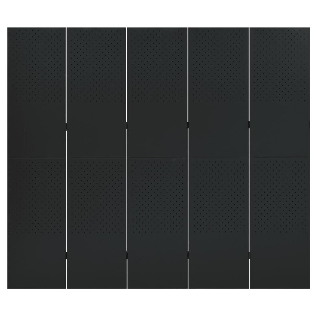5-Panel Room Divider Black 78.7"x70.9" Steel at Set Shop and Smile