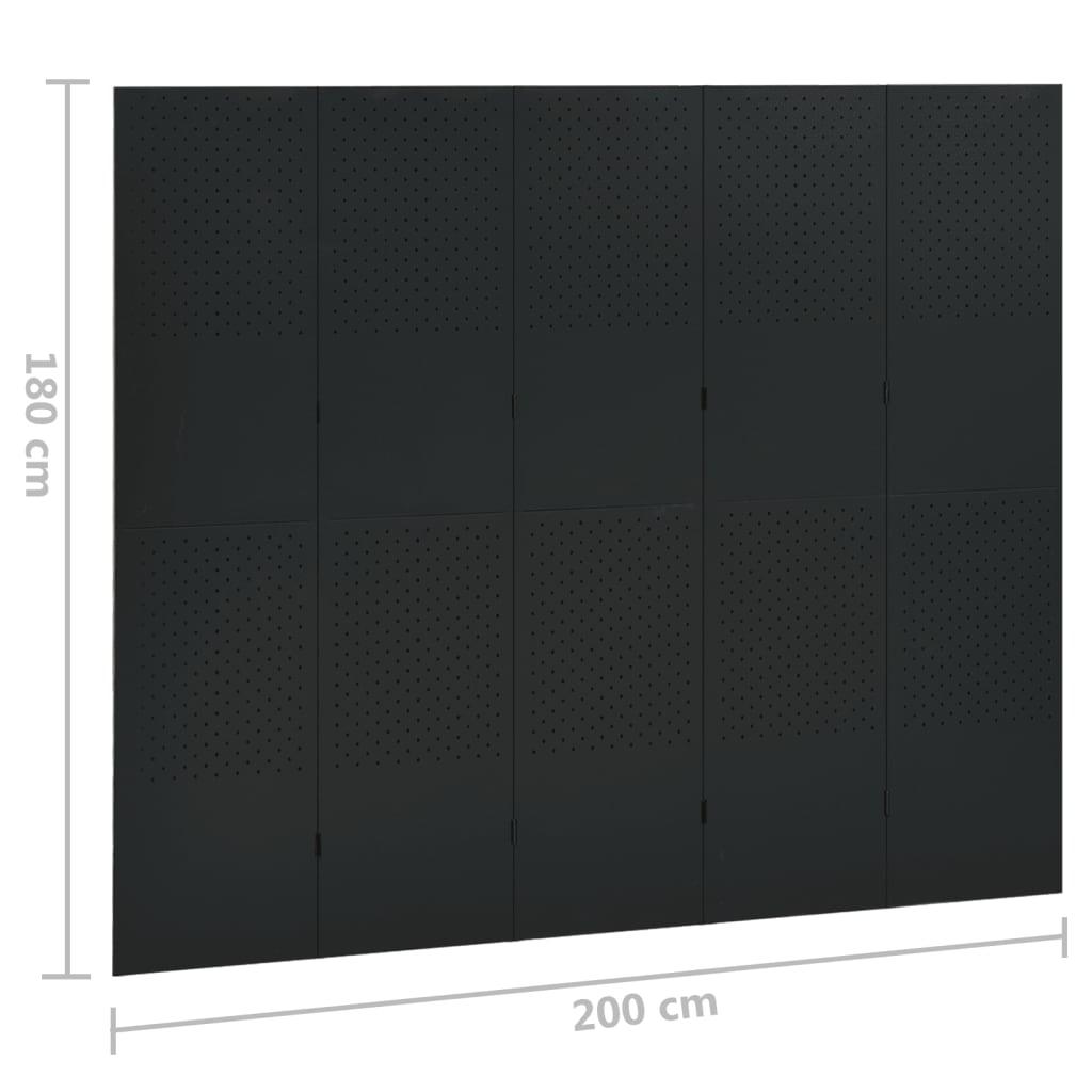 5-Panel Room Divider Black 78.7"x70.9" Steel at Set Shop and Smile