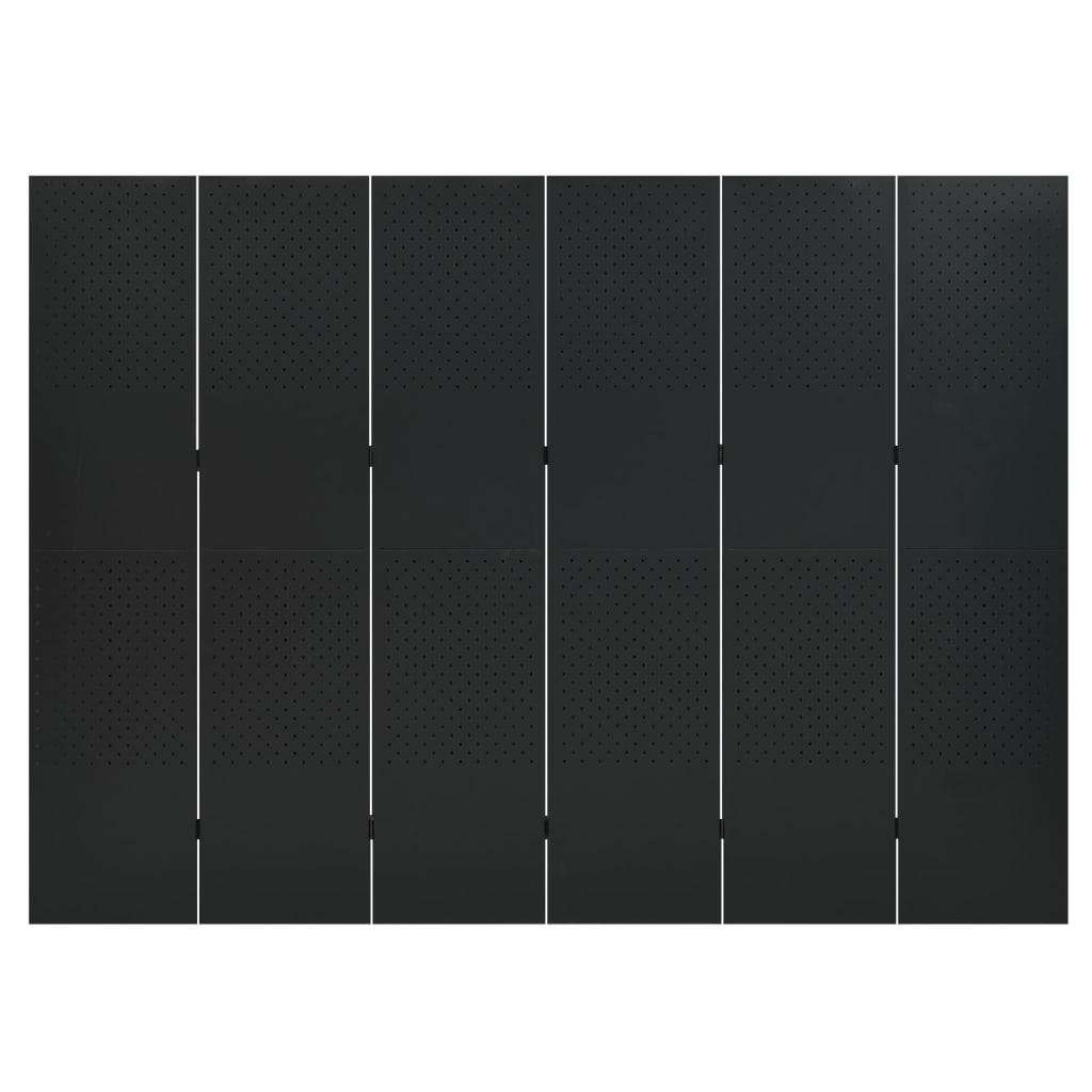 6-Panel Room Divider Black 94.5"x70.9" Steel at Set Shop and Smile