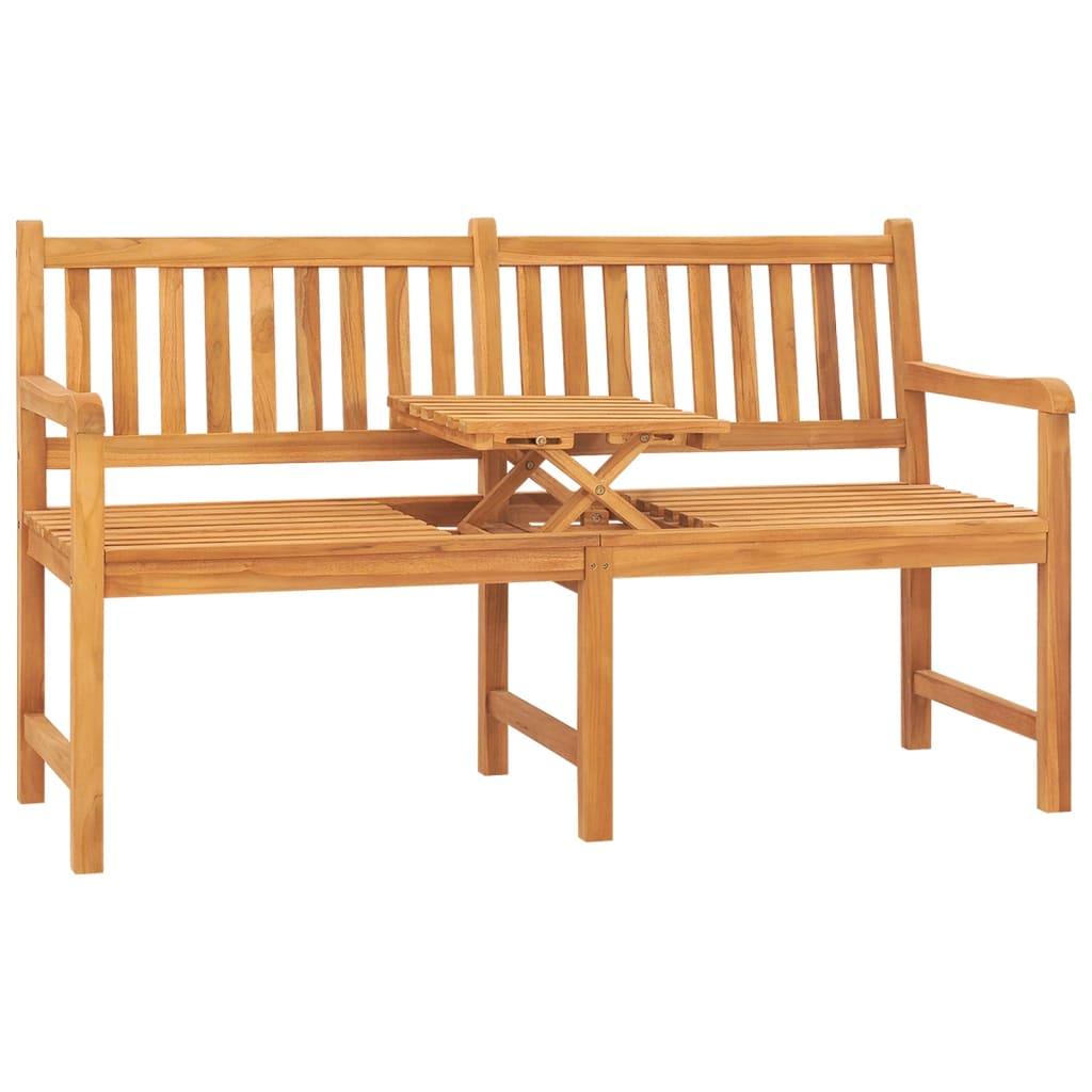 3-Seater Patio Bench with Table 59.1" Solid Teak Wood at Set Shop and Smile