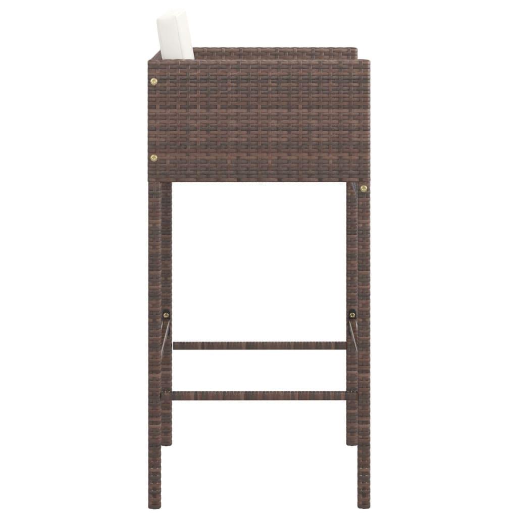 Bar Stools 4 pcs with Cushions Brown Poly Rattan at Set Shop and Smile