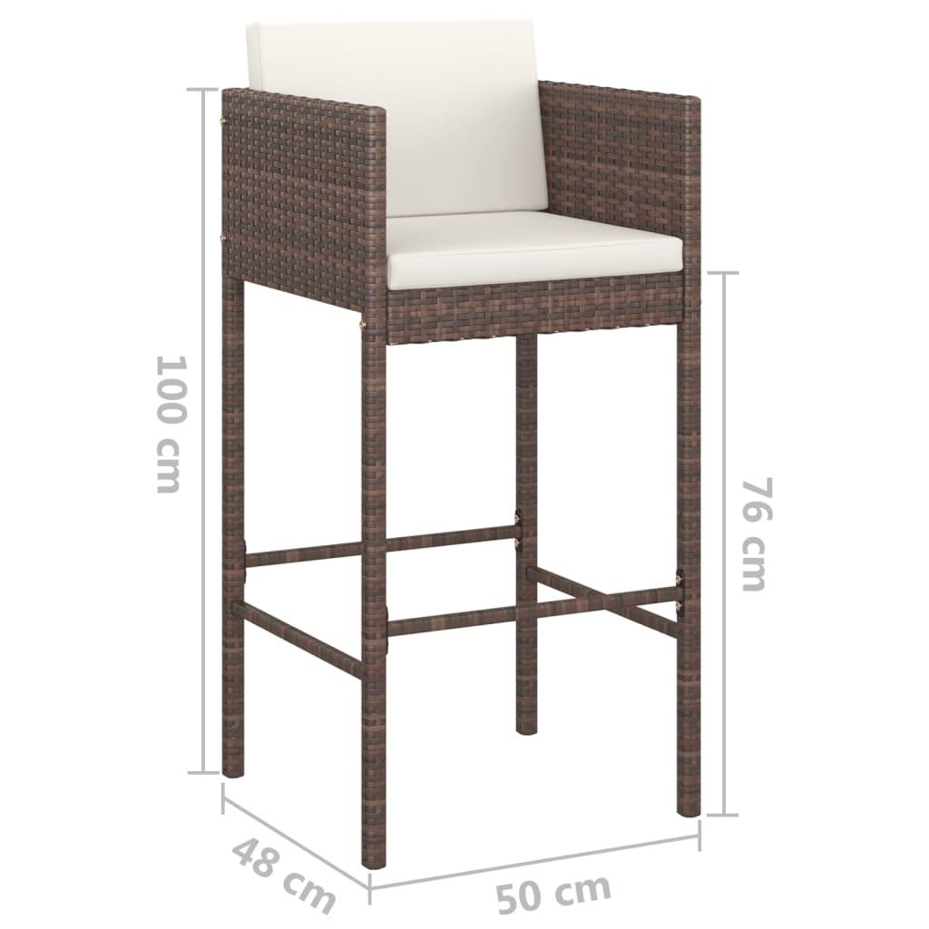Bar Stools 4 pcs with Cushions Brown Poly Rattan at Set Shop and Smile
