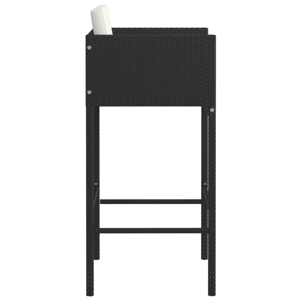 Bar Stools 4 pcs with Cushions Black Poly Rattan at Set Shop and Smile
