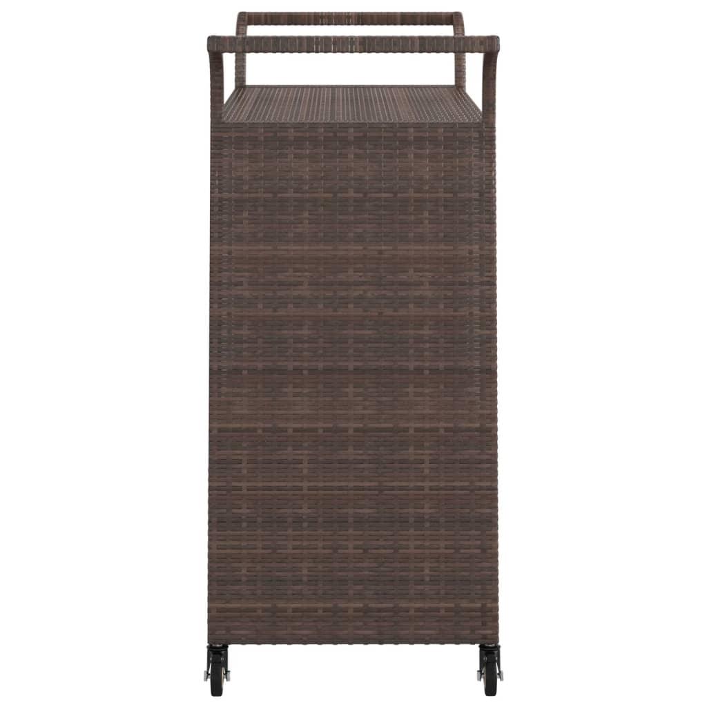 Bar Cart with Drawer Brown 39.4"x17.7"x38.2" Poly Rattan at Set Shop and Smile