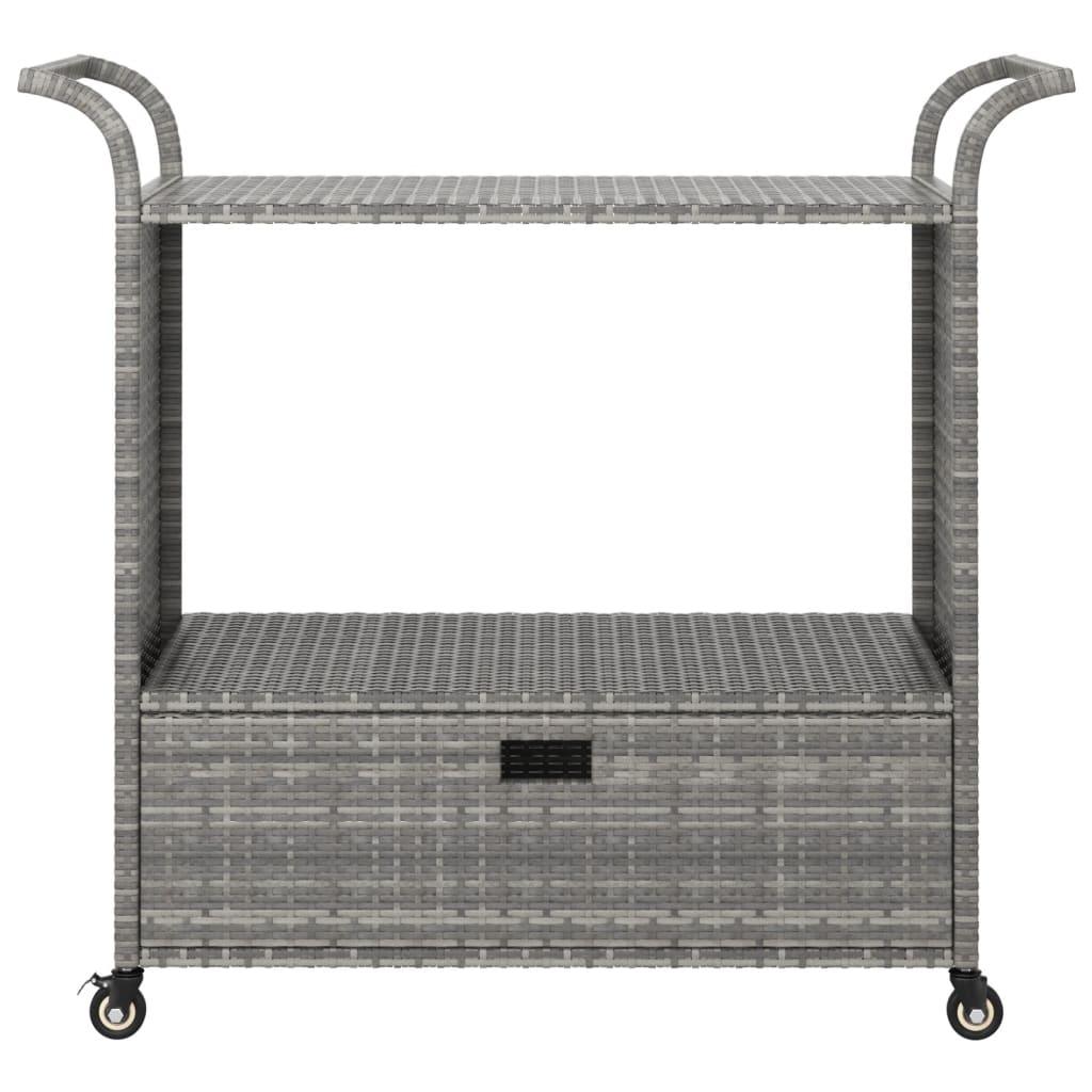 Bar Cart with Drawer Gray 39.4"x17.7"x38.2" Poly Rattan at Set Shop and Smile