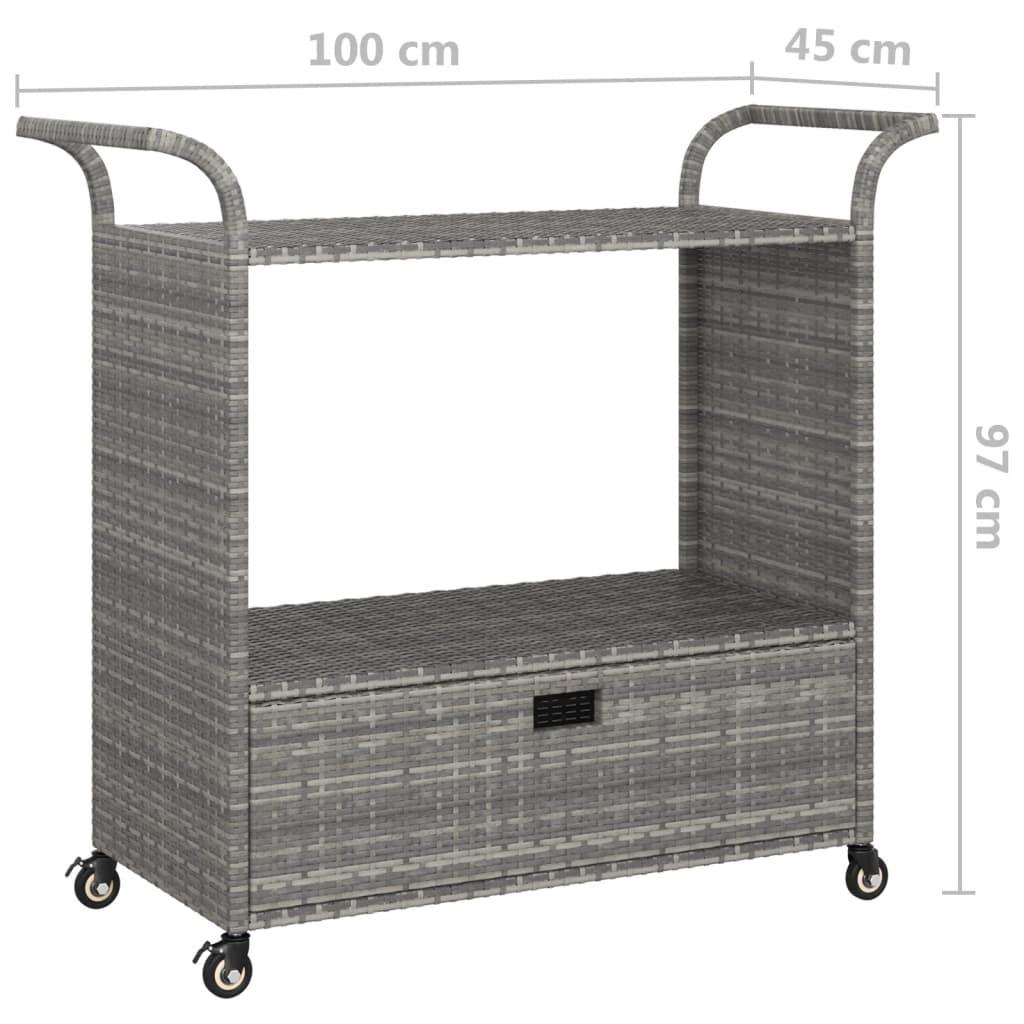 Bar Cart with Drawer Gray 39.4"x17.7"x38.2" Poly Rattan at Set Shop and Smile