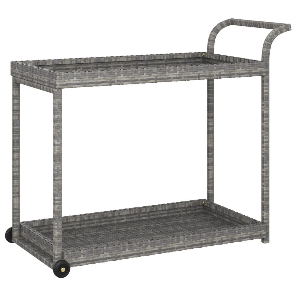 Bar Cart Gray 39.4"x17.7"x32.7" Poly Rattan at Set Shop and Smile