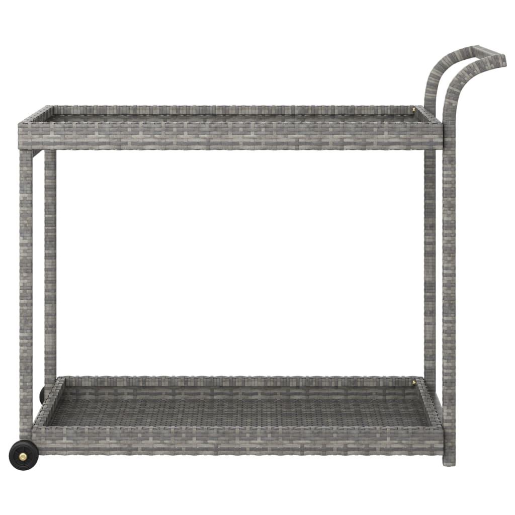 Bar Cart Gray 39.4"x17.7"x32.7" Poly Rattan at Set Shop and Smile