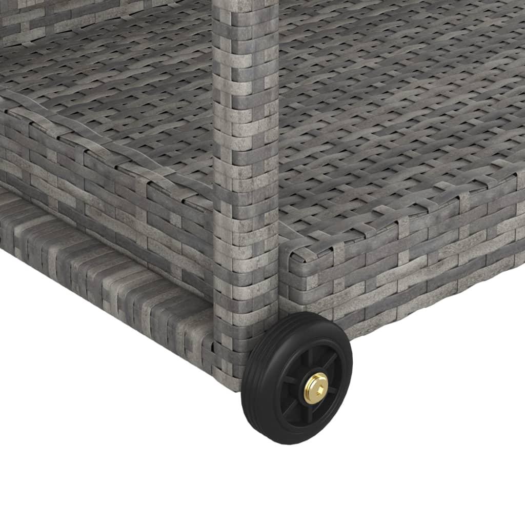 Bar Cart Gray 39.4"x17.7"x32.7" Poly Rattan at Set Shop and Smile