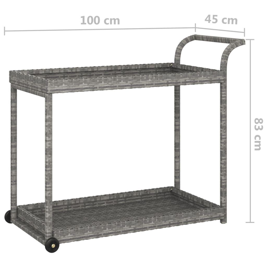 Bar Cart Gray 39.4"x17.7"x32.7" Poly Rattan at Set Shop and Smile