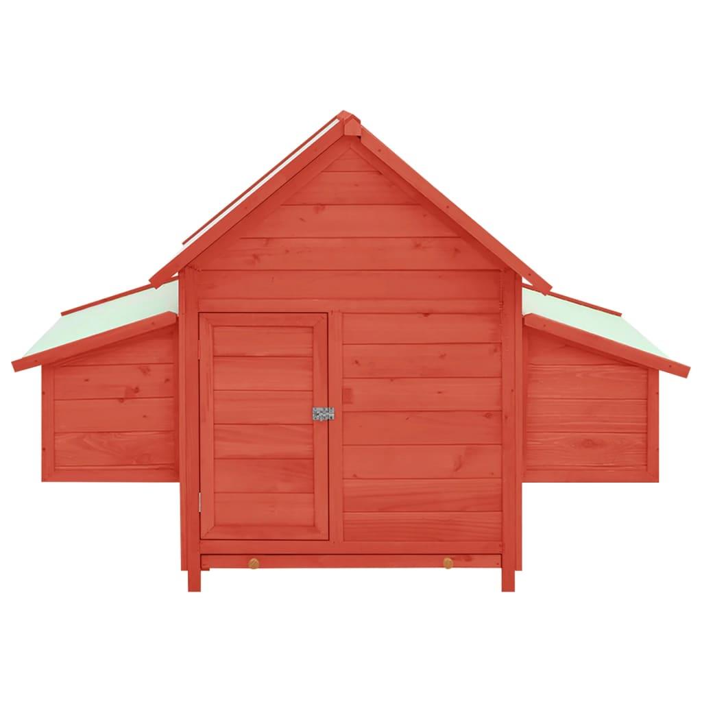 Chicken Coop Red and White 59.8"x37.7"x43.3" Solid Firwood at Set Shop and Smile