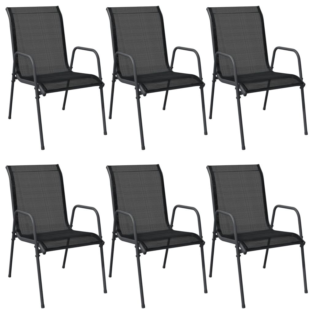 Patio Chairs 6 pcs Steel and Textilene Black at Set Shop and Smile