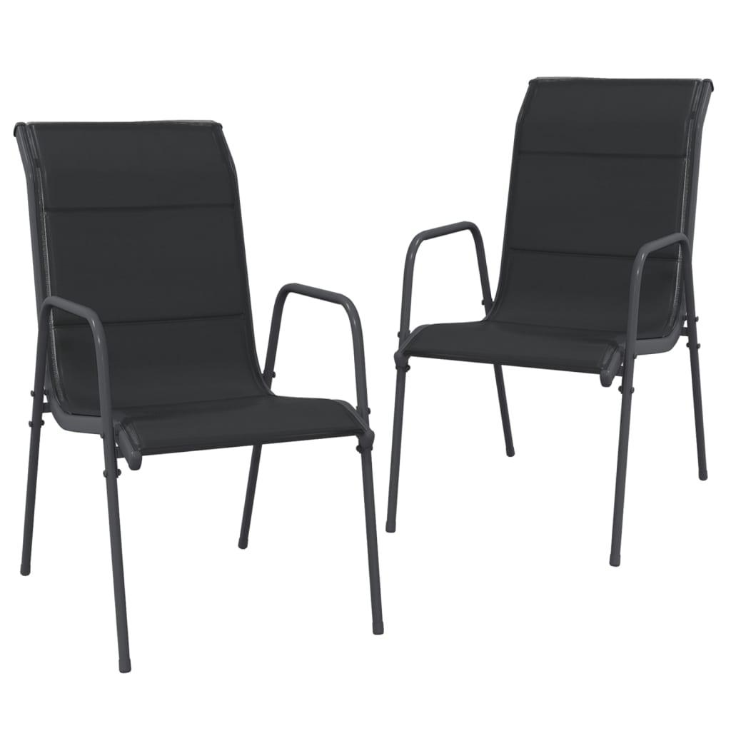 Patio Chairs 2 pcs Steel and Textilene Black at Set Shop and Smile