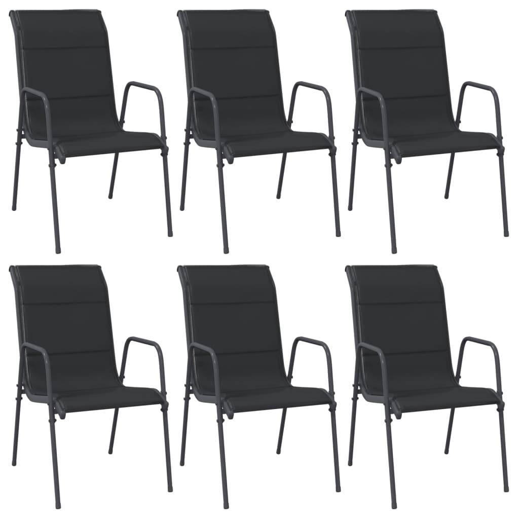 Patio Chairs 6 pcs Steel and Textilene Black at Set Shop and Smile