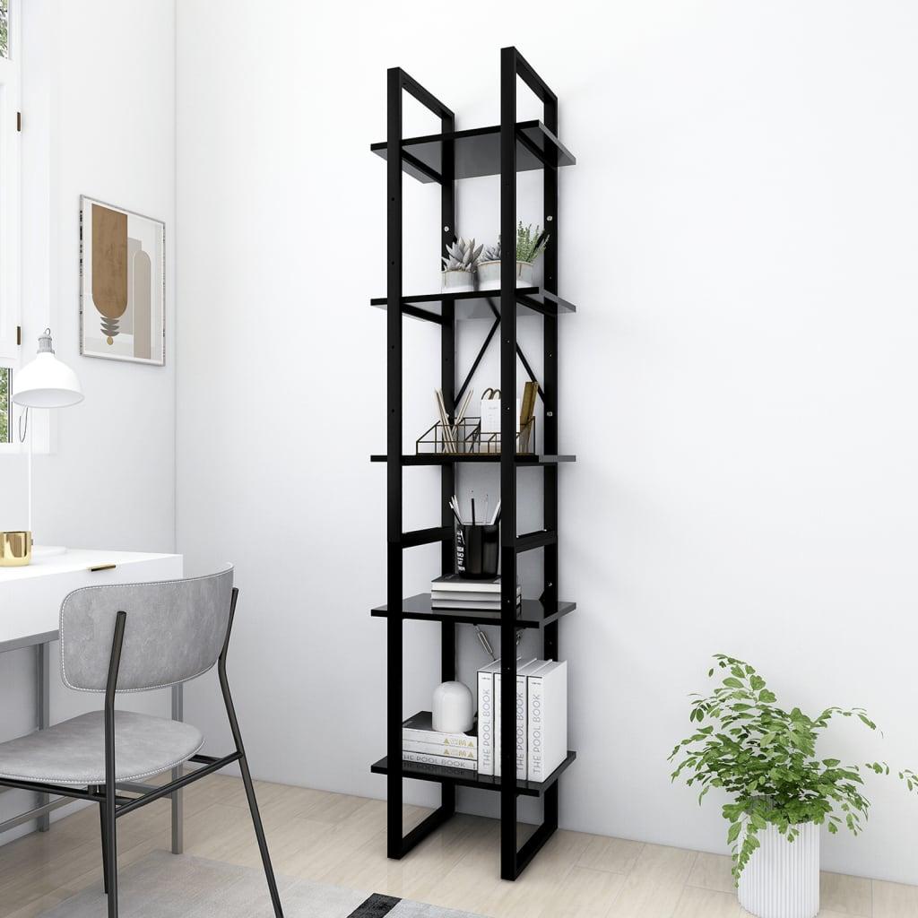 5-Tier Book Cabinet Black 15.7"x11.8"x68.9" Engineered Wood at Set Shop and Smile