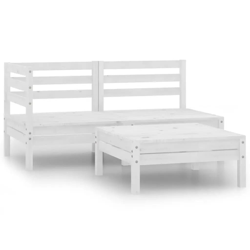 3 Piece Patio Lounge Set Solid Pinewood White at Set Shop and Smile