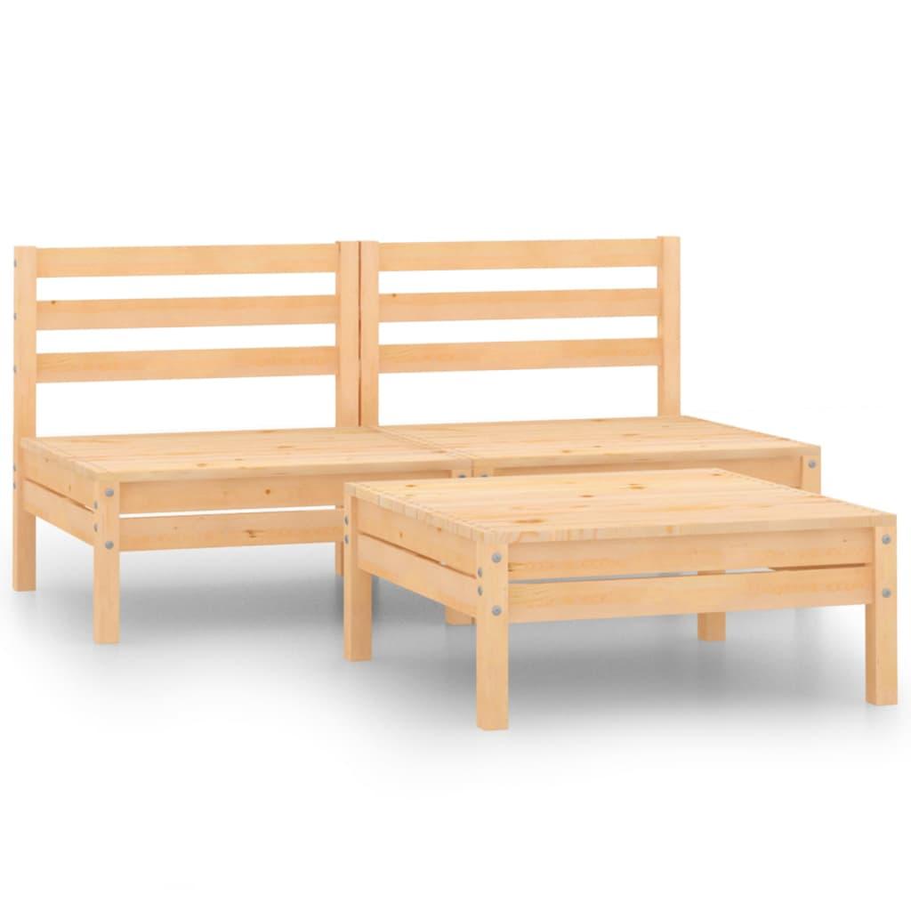 3 Piece Patio Lounge Set Solid Wood Pine at Set Shop and Smile