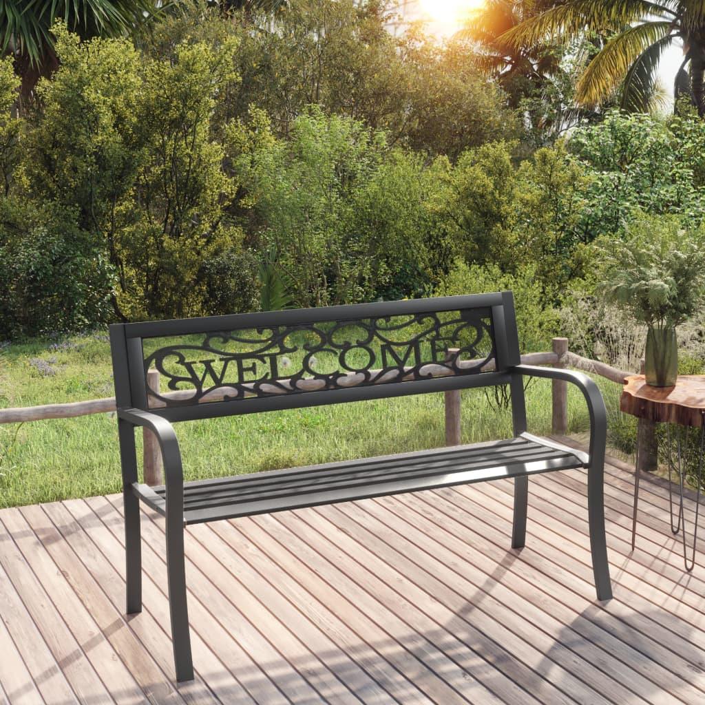 Patio Bench 49.2" Steel Black at Set Shop and Smile