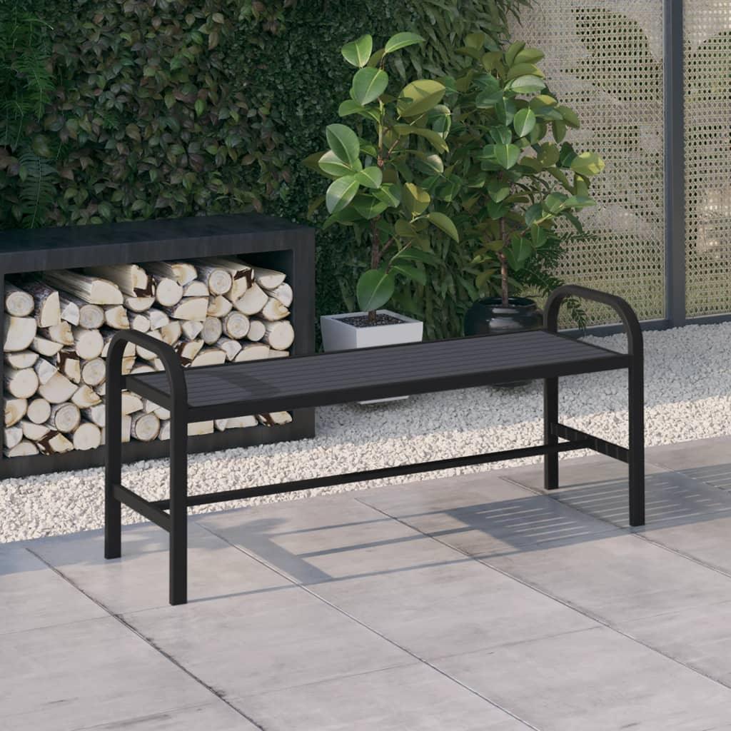 Patio Bench 49" Steel and WPC Black at Set Shop and Smile