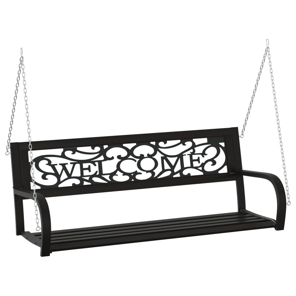 Patio Swing Bench 49.2" Steel and Plastic Black at Set Shop and Smile