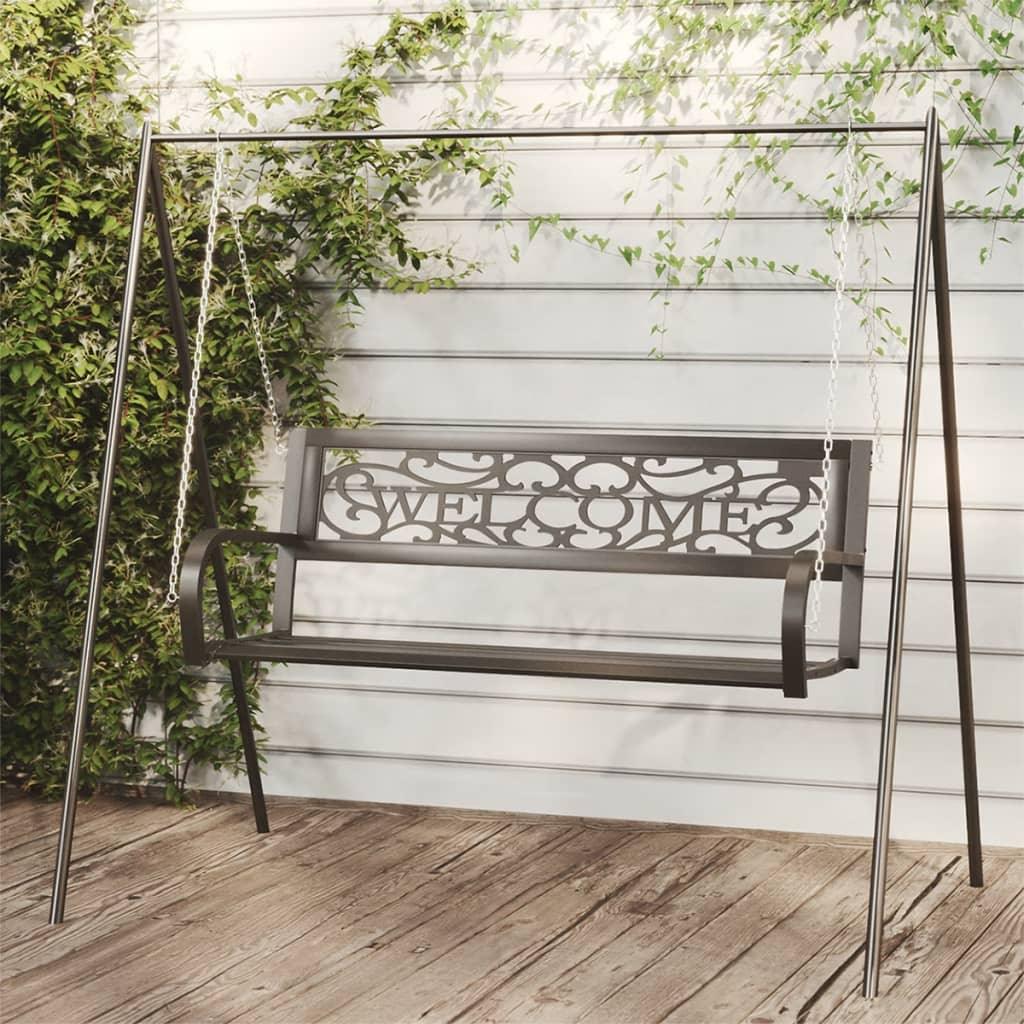 Patio Swing Bench 49.2" Steel and Plastic Black at Set Shop and Smile