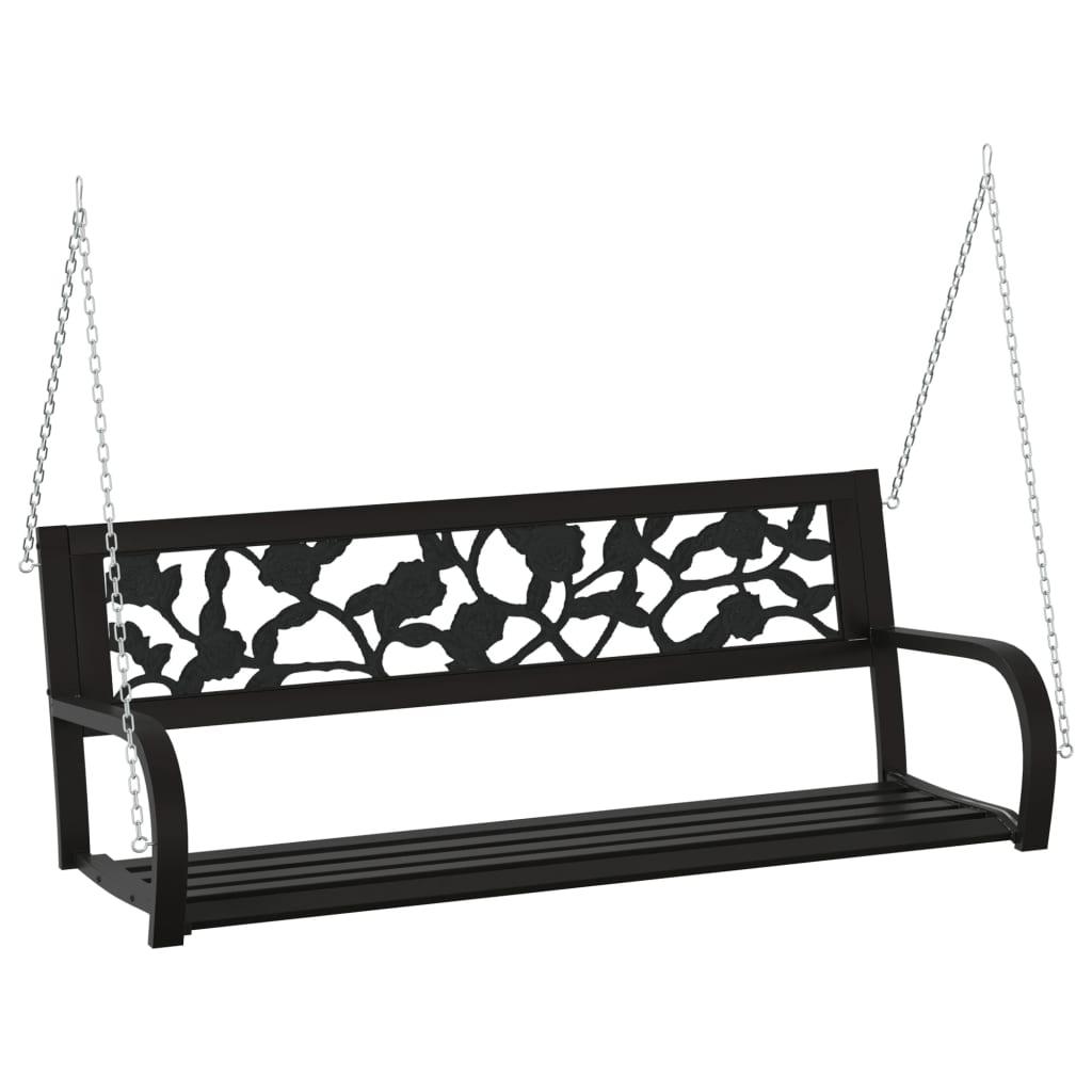 Patio Swing Bench 49.2" Steel and Plastic Black at Set Shop and Smile