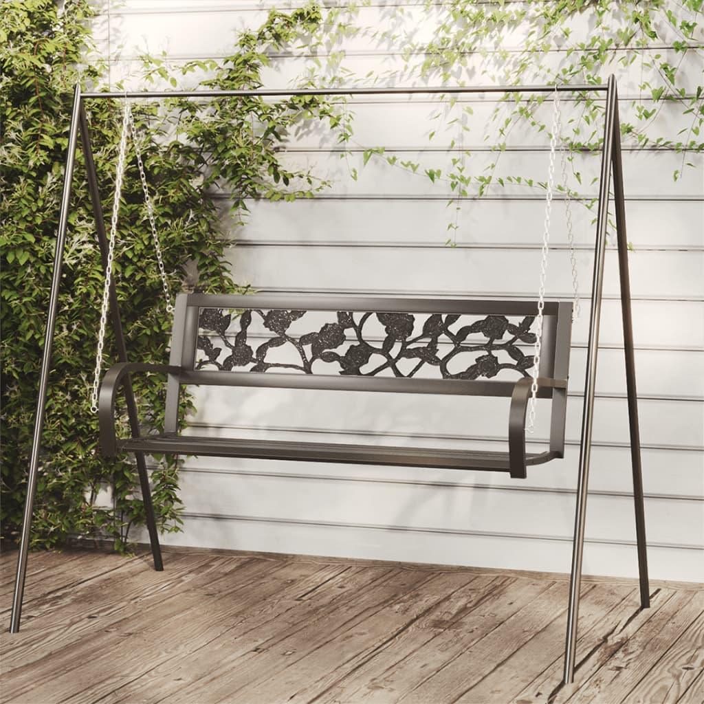 Patio Swing Bench 49.2" Steel and Plastic Black at Set Shop and Smile