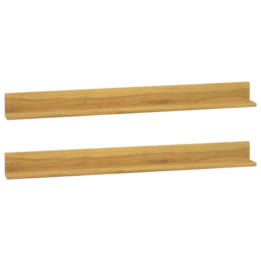 Wall Shelves 2 pcs 43.3"x3.9"x3.9" Solid Wood Teak at Set Shop and Smile