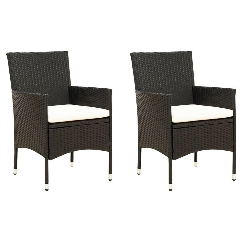 Patio Chairs with Cushions 2 pcs Poly Rattan Black at Set Shop and Smile