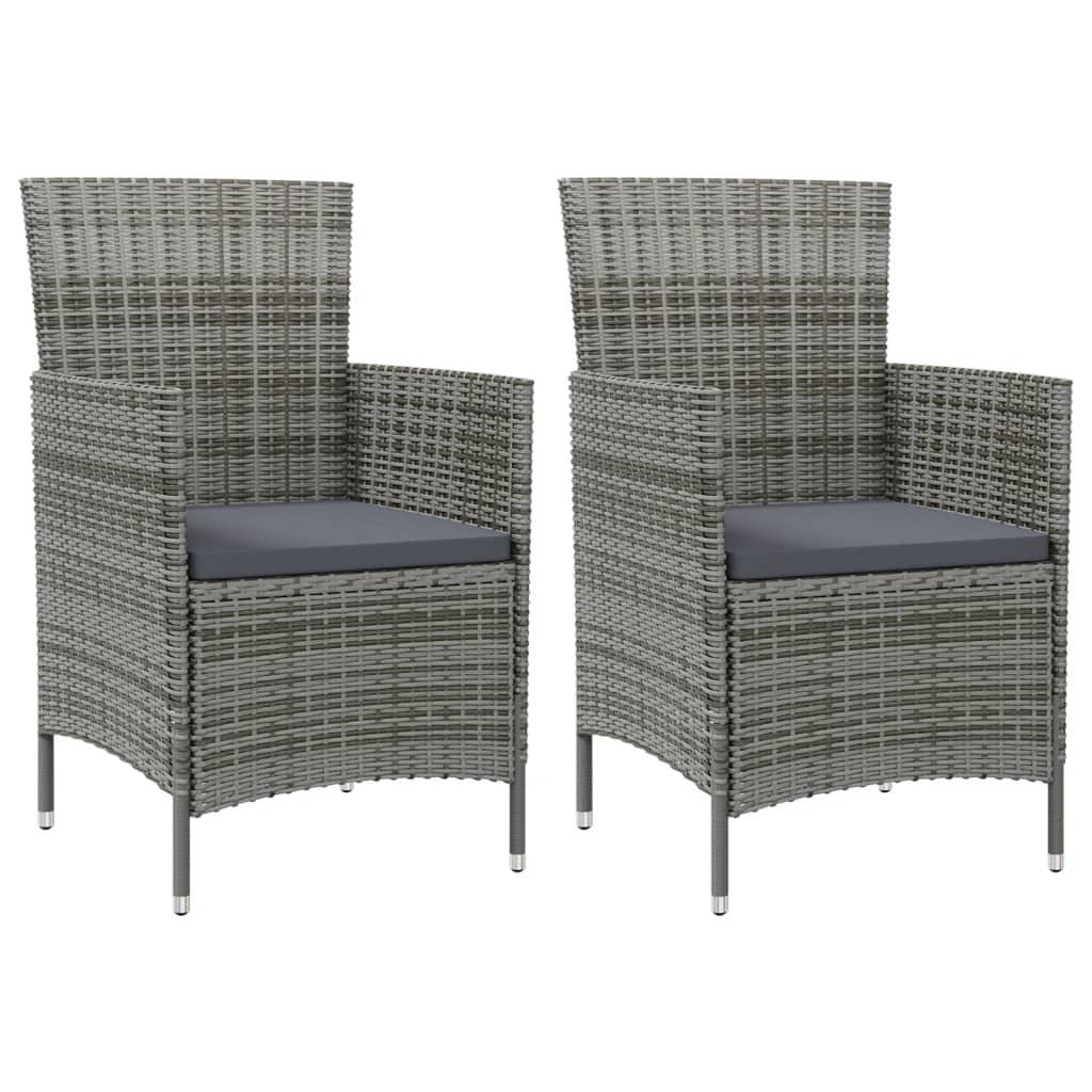 Patio Chairs with Cushions 2 pcs Poly Rattan Gray at Set Shop and Smile