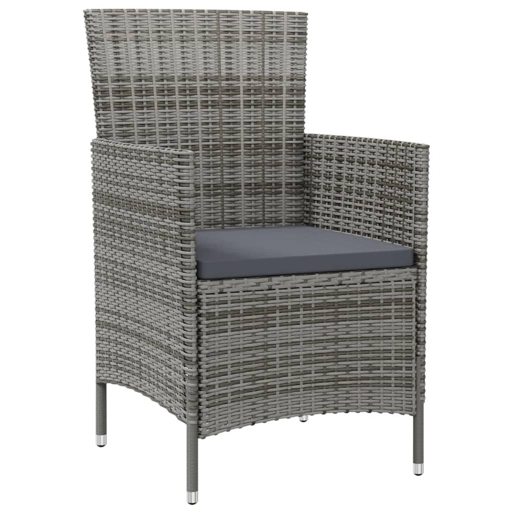 Patio Chairs with Cushions 2 pcs Poly Rattan Gray at Set Shop and Smile