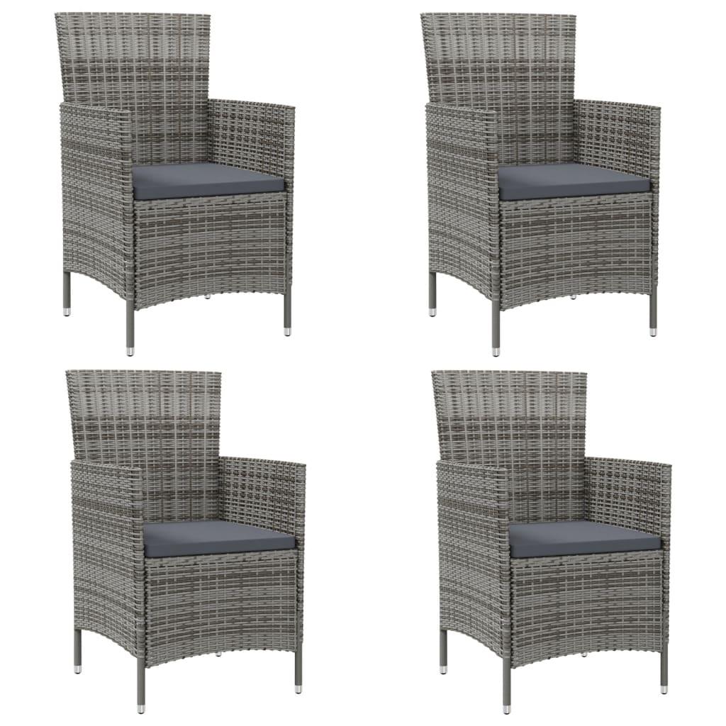 Patio Chairs with Cushions 4 pcs Poly Rattan Gray at Set Shop and Smile
