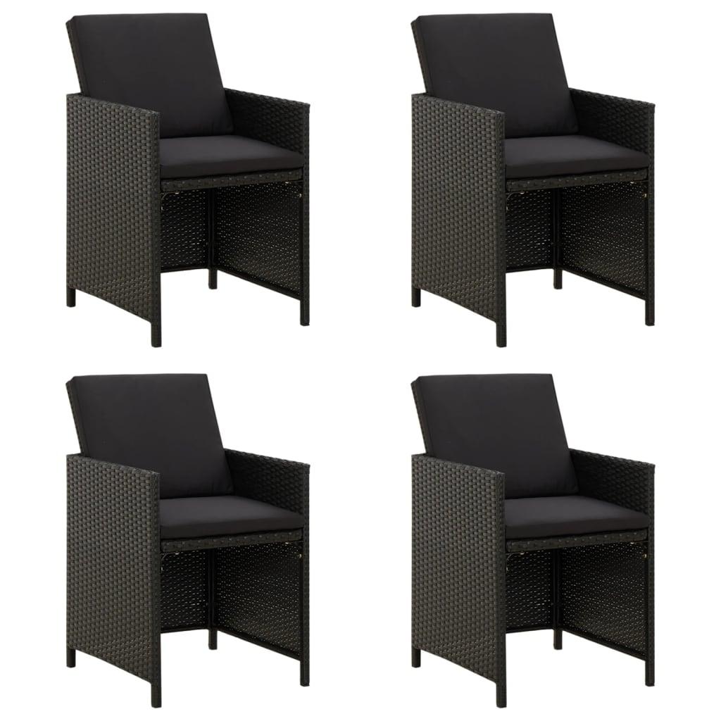 Patio Chairs with Cushions 4 pcs Poly Rattan Black at Set Shop and Smile