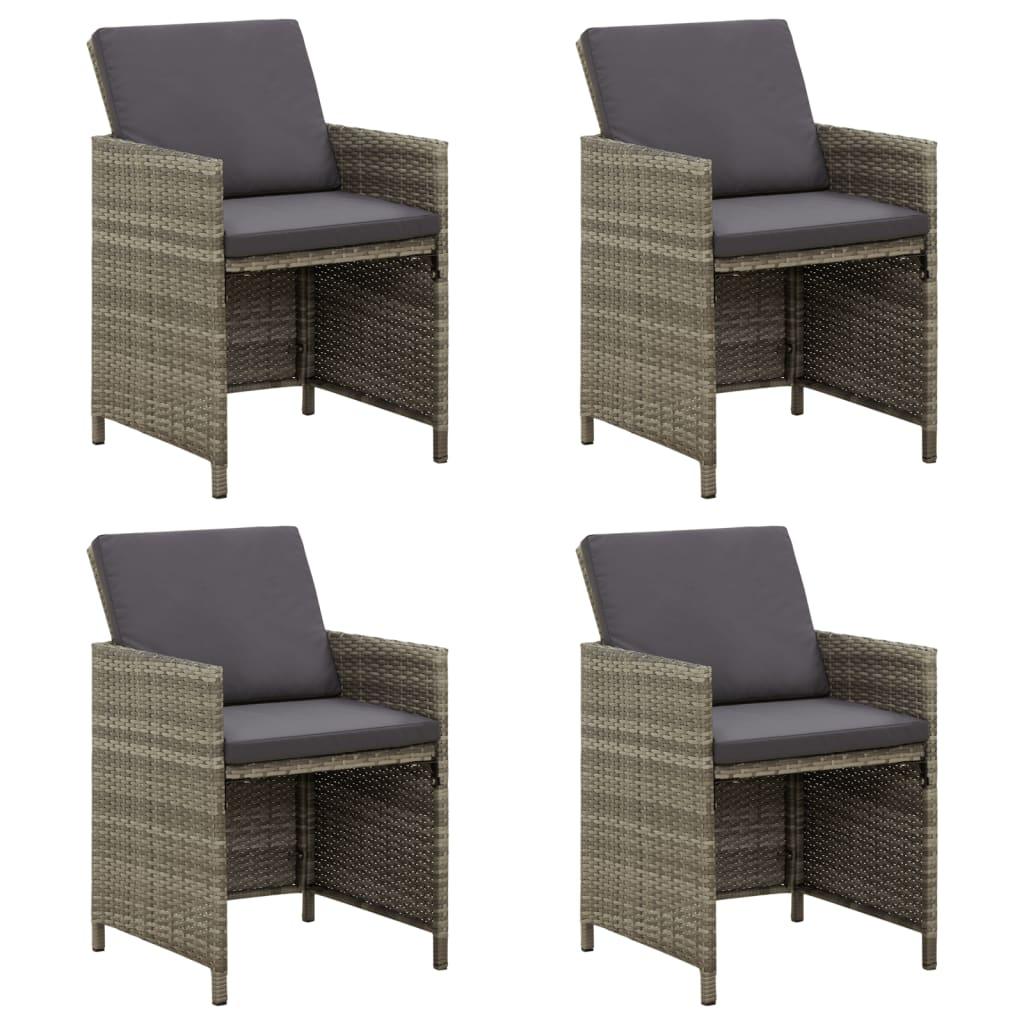 Patio Chairs with Cushions 4 pcs Poly Rattan Gray at Set Shop and Smile