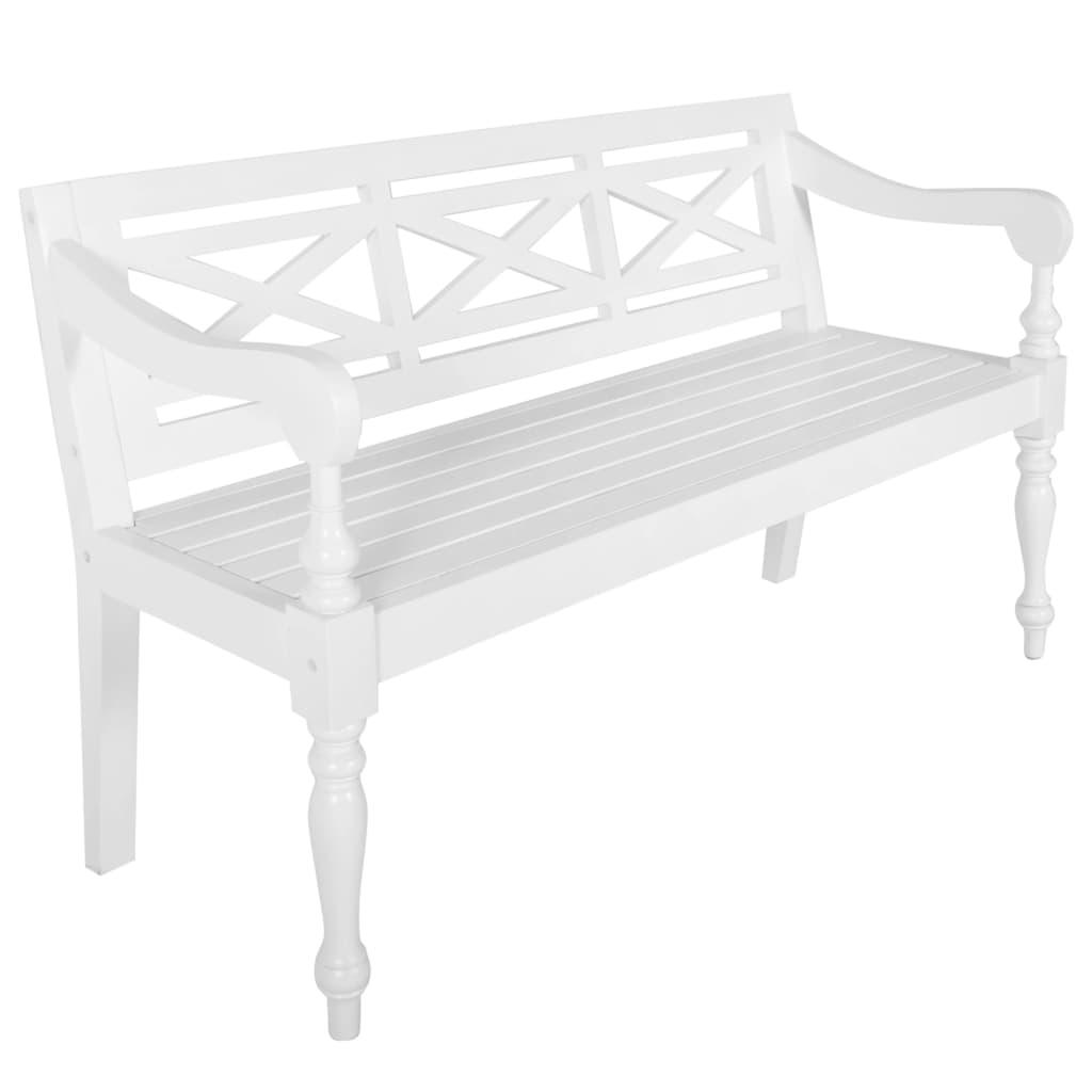 Batavia Bench 48.4" Solid Mahogany Wood White at Set Shop and Smile